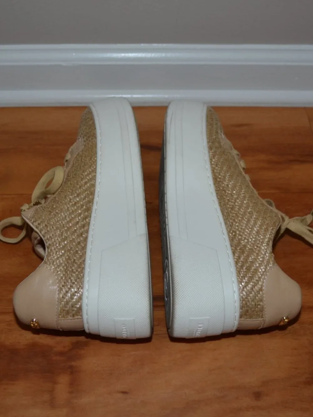 Dune London Episode Natural Beige Raffia Faux Leather Comfort sneakers, 38 (8)